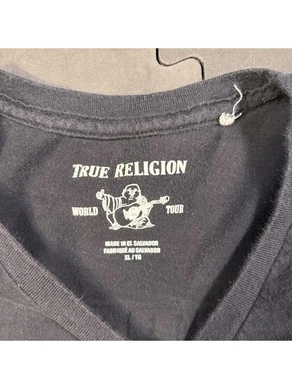 True Religion Men's Black and Grey Tshirt